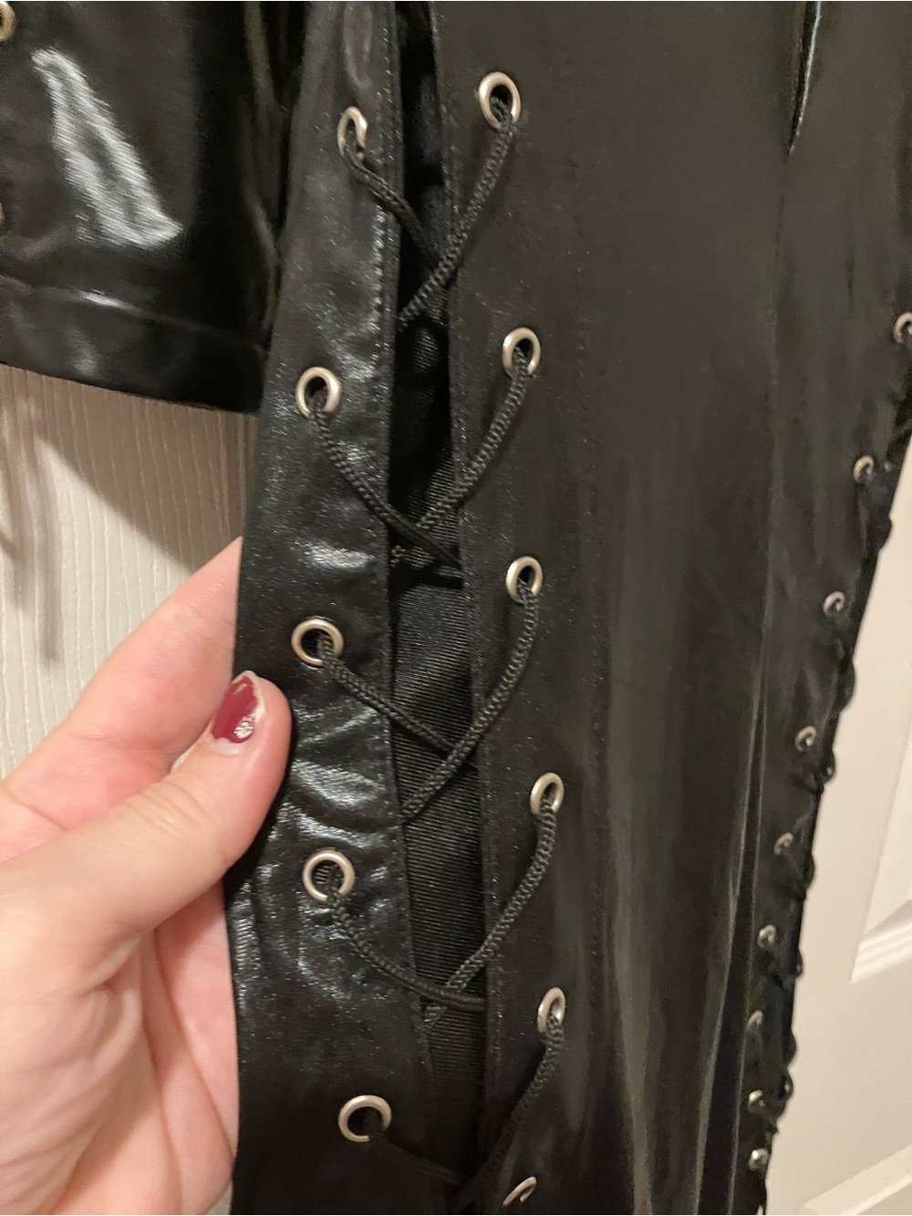 Frederick's of Hollywood Black Lace-Up Faux Leather bodysuit - Picture 4 of 6